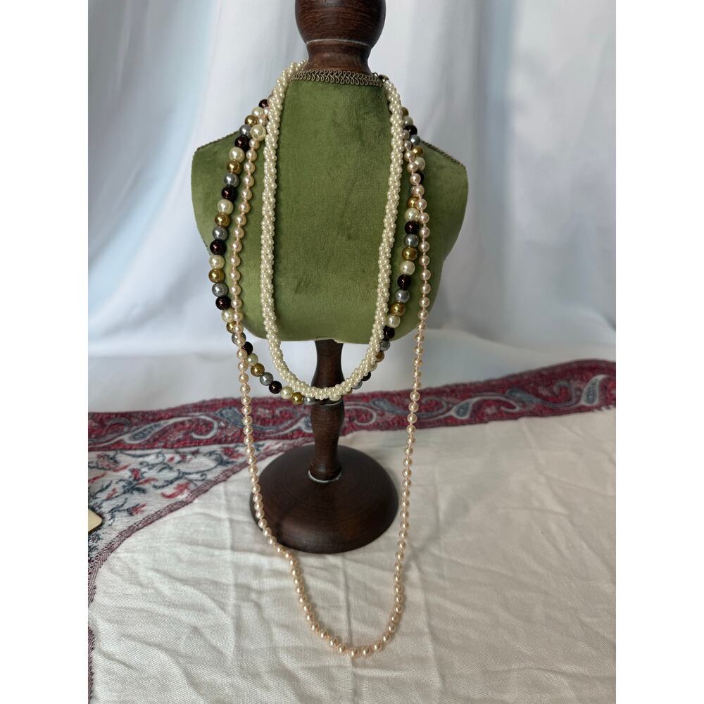 Vintage Faux Pearl Jewelry Lot Marvella Japan Necklaces Earrings Mid Century - Picture 10 of 14